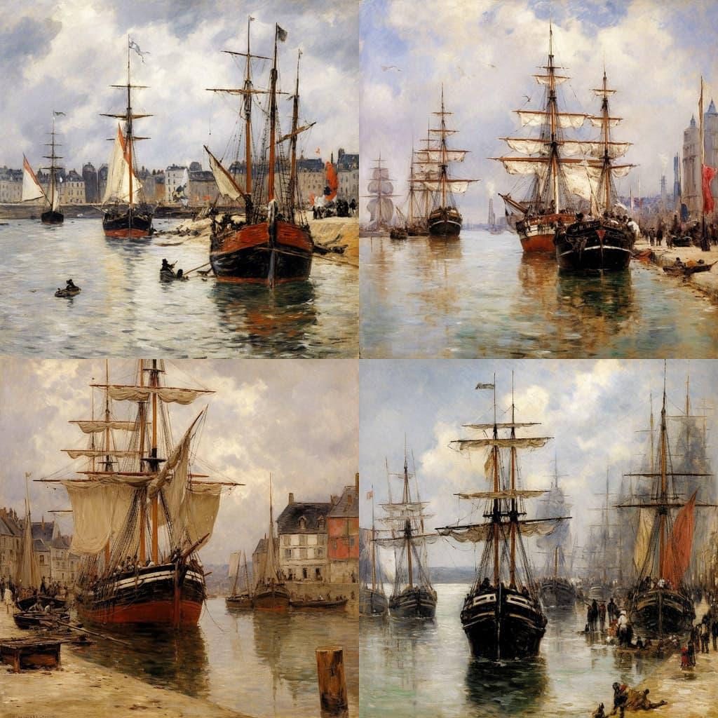 Eugene Boudin style, Midjourney V5.1, render 1 of 4
