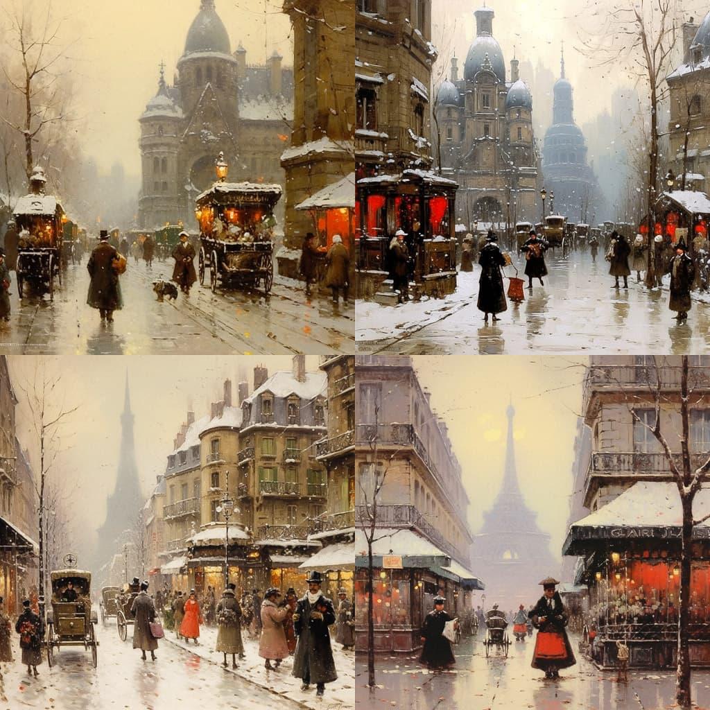 Eugene Galien-Laloue style, Midjourney V5.1, render 1 of 4