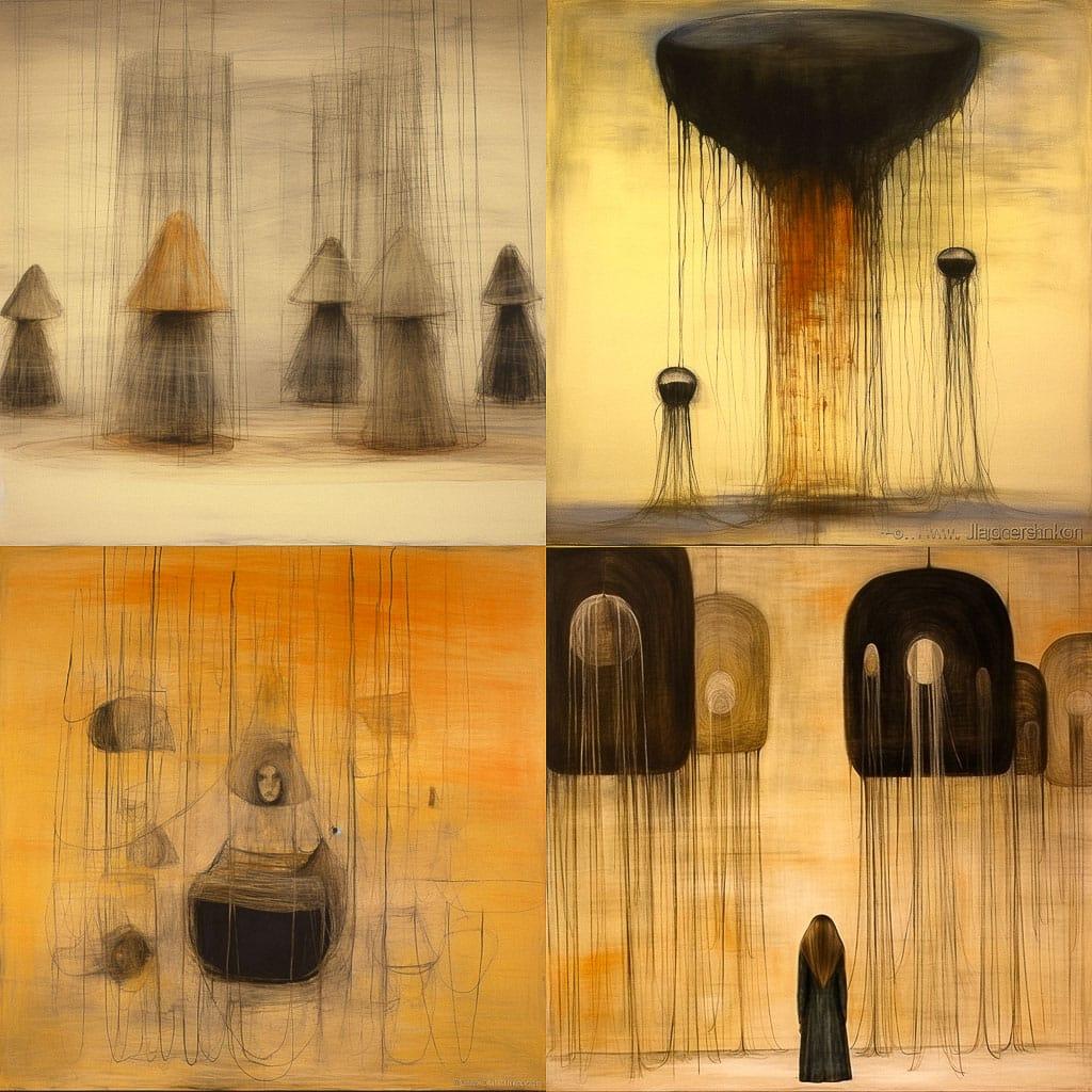 Eva Hesse style, Midjourney V5.1, render 1 of 4