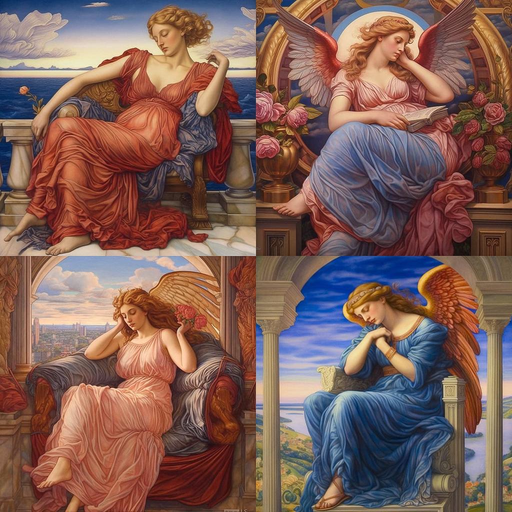 Evelyn De Morgan style, Midjourney V5.1, render 1 of 4