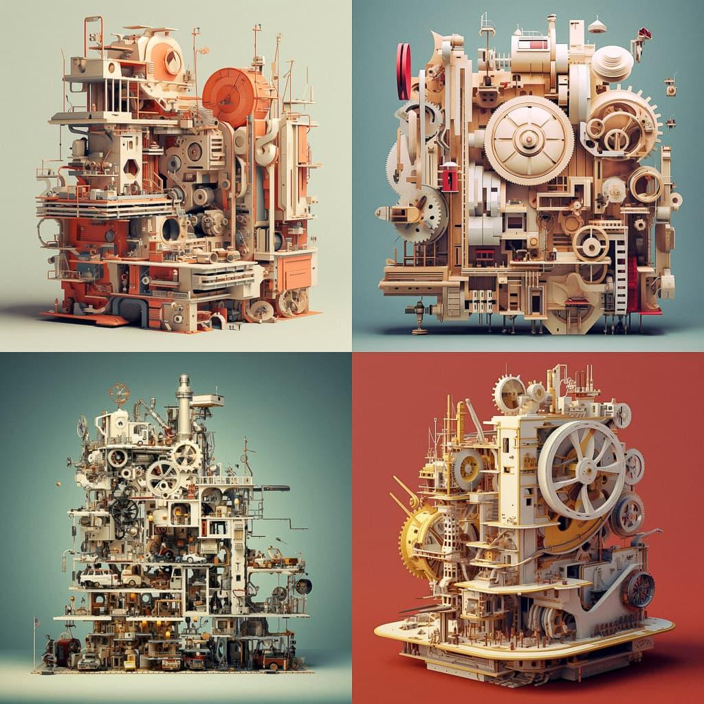 Exploded assembly style, Midjourney V5.1, render 1 of 4