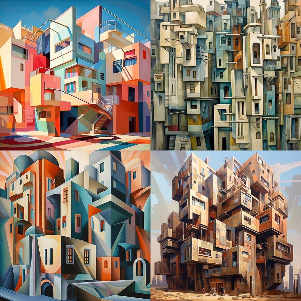 Expressionist architecture style, Midjourney V5.1, render 1 of 4