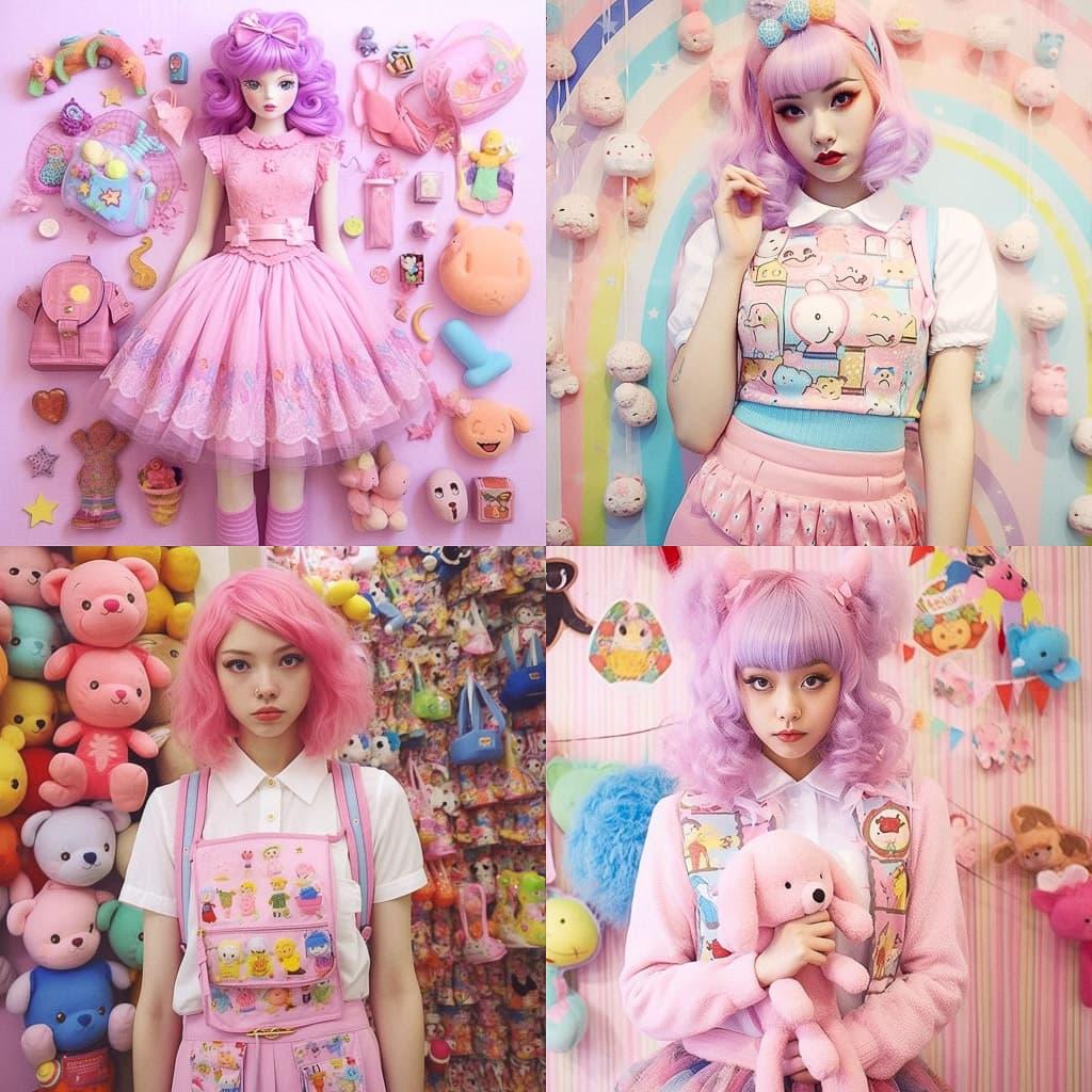 Fairy Kei fashion style, Midjourney V5.1, render 1 of 4
