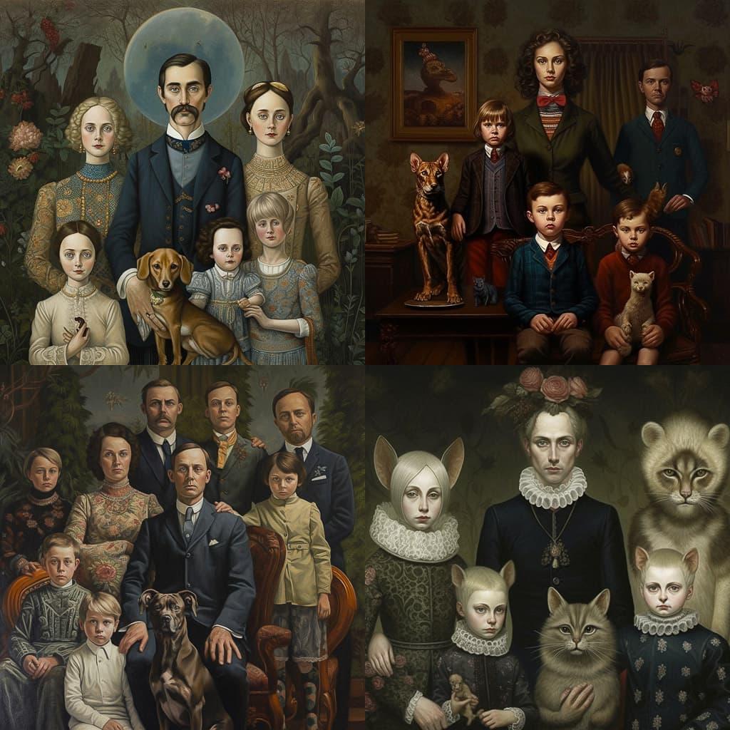 Family portrait style, Midjourney V5.1, render 1 of 4