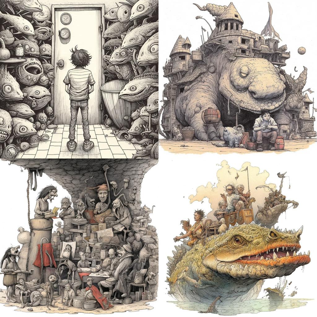 Farel Dalrymple style, Midjourney V5.1, render 1 of 4