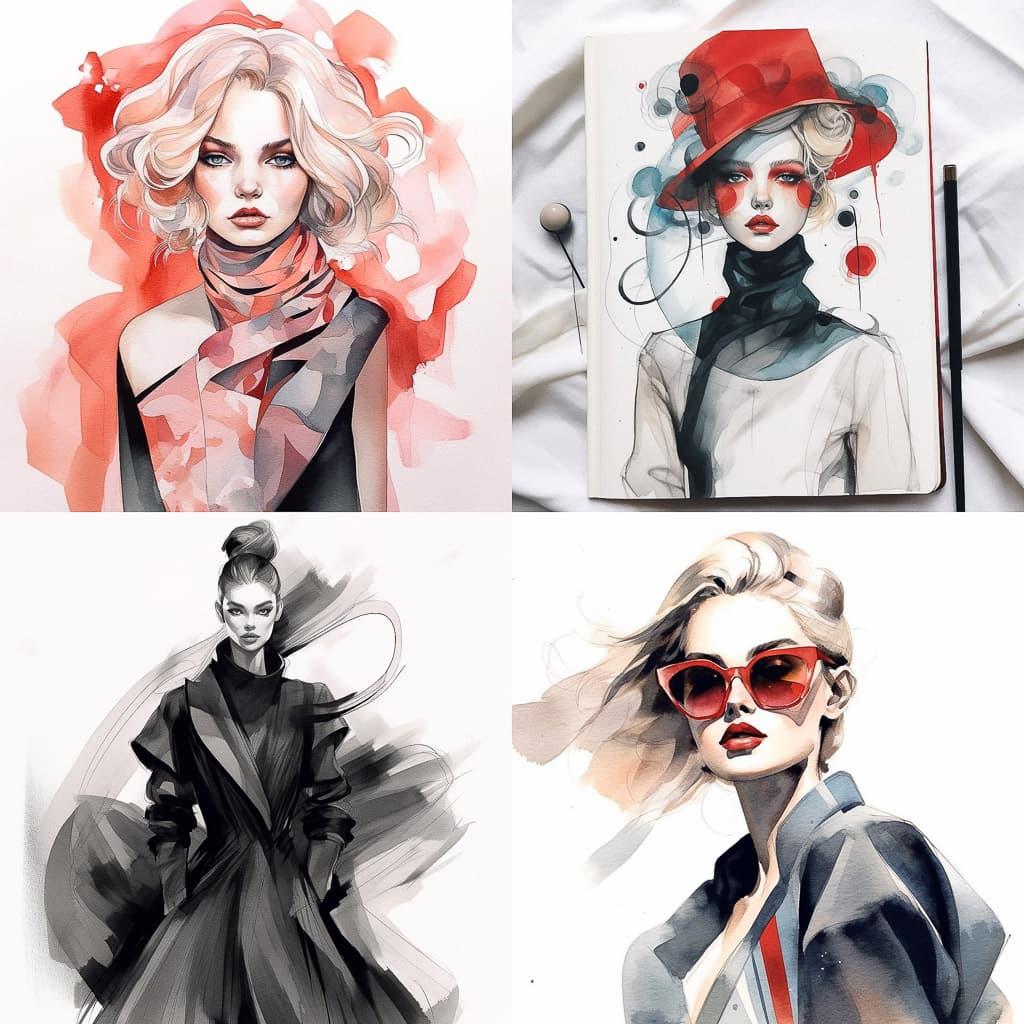 Fashion illustration style, Midjourney V5.1, render 1 of 4