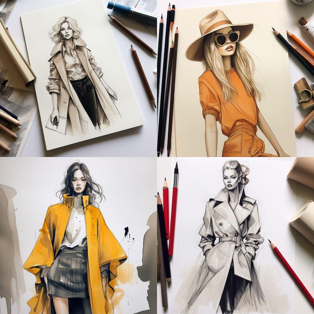 Fashion sketch style, Midjourney V5.1, render 1 of 4