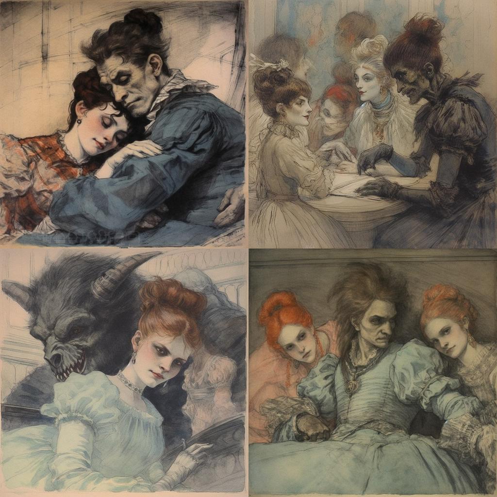 Felicien Rops style, Midjourney V5.1, render 1 of 4