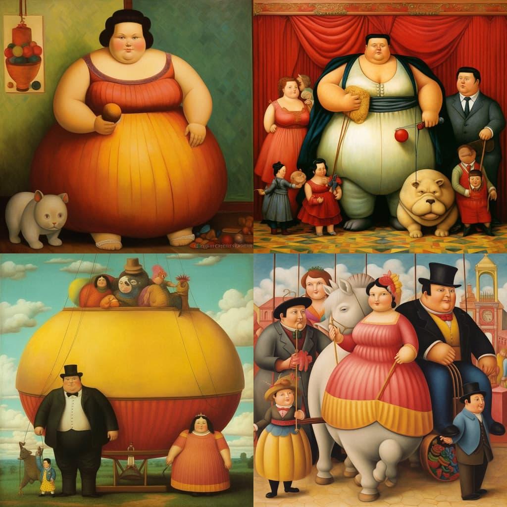 Fernando Botero style, Midjourney V5.1, render 1 of 4