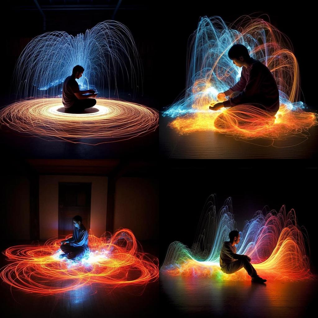 Fiber optic light painting style, Midjourney V5.1, render 1 of 4