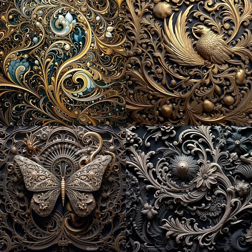 Filigree style, Midjourney V5.1, render 1 of 4
