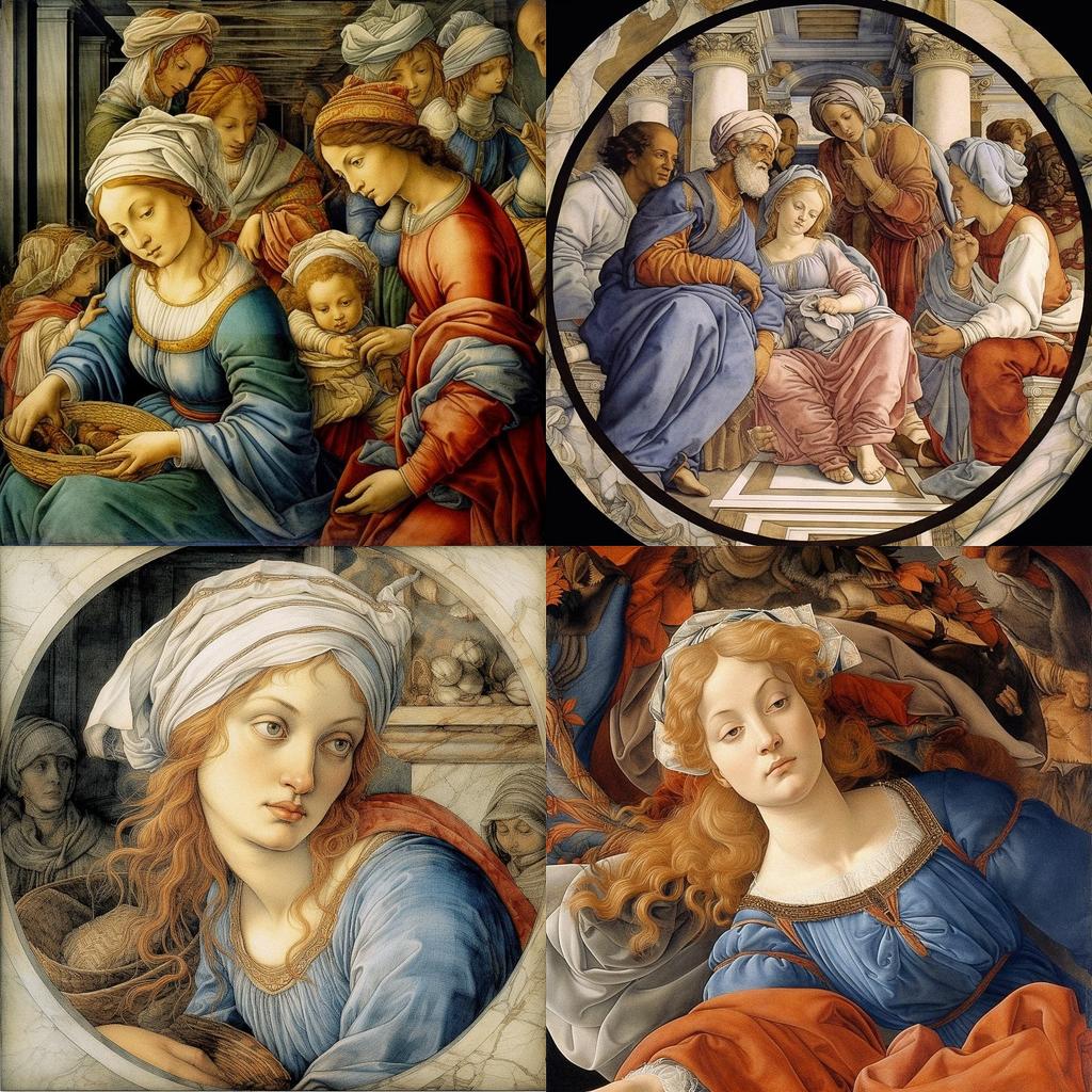 Filippino Lippi style, Midjourney V5.1, render 1 of 4