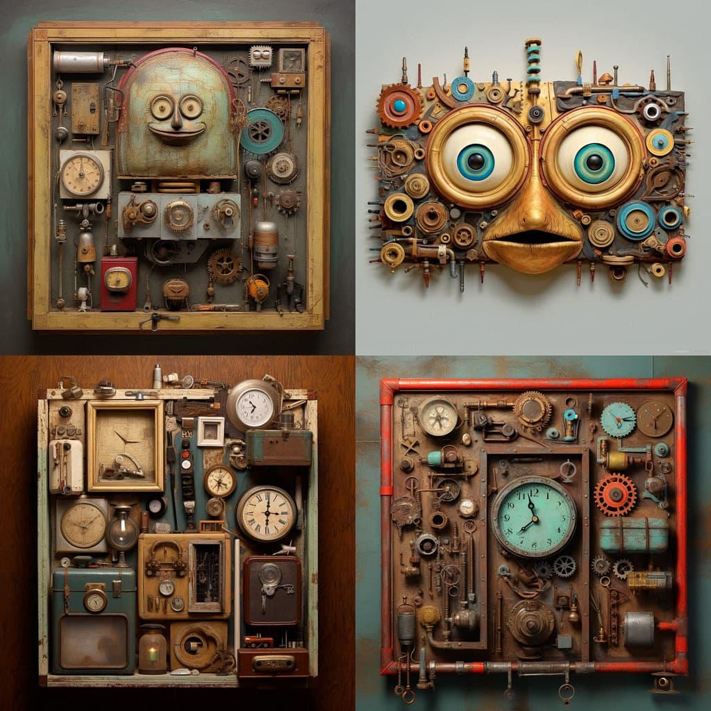 Found object art style, Midjourney V5.1, render 1 of 4