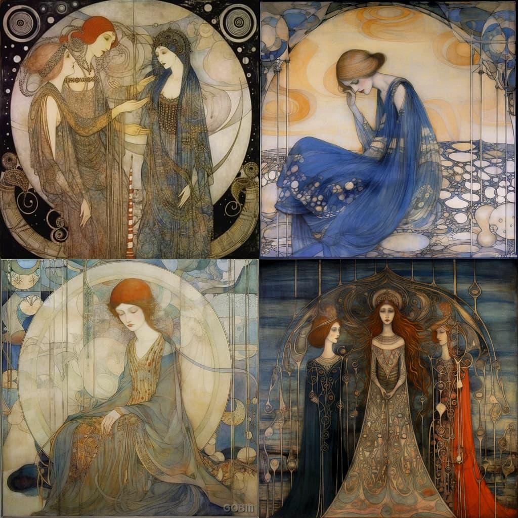 Frances MacDonald style, Midjourney V5.1, render 1 of 4