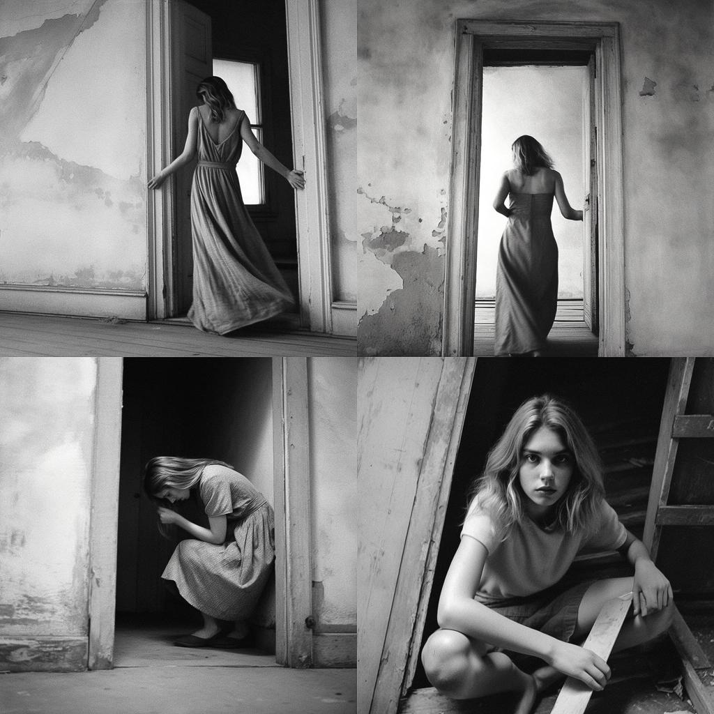 Francesca Woodman style, Midjourney V5.1, render 1 of 4