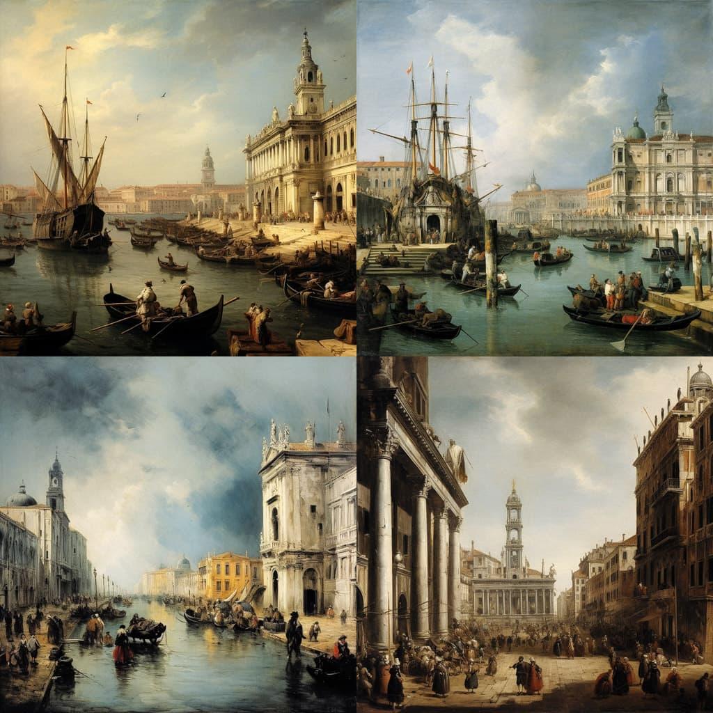 Francesco Guardi style, Midjourney V5.1, render 1 of 4