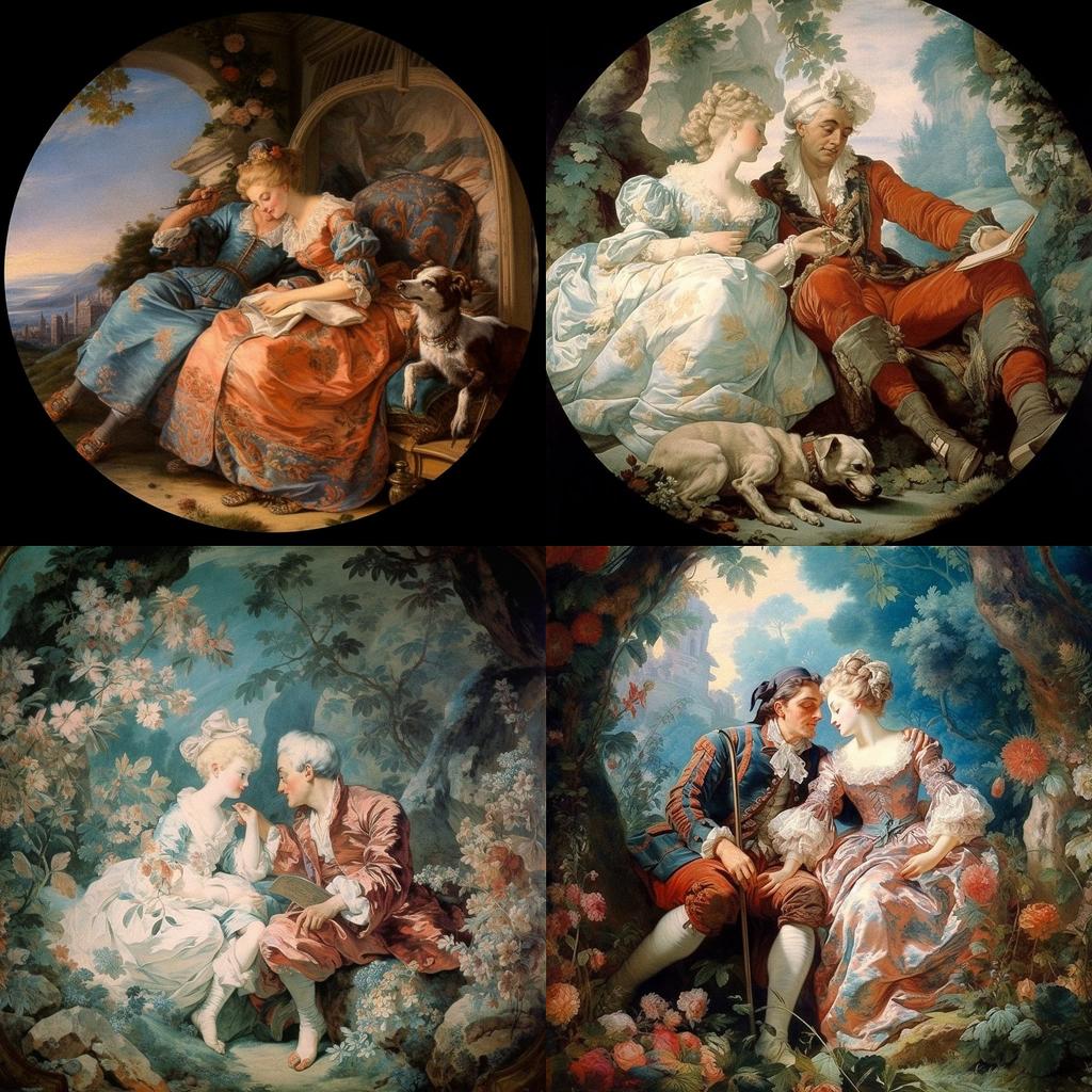 Francois Boucher style, Midjourney V5.1, render 1 of 4
