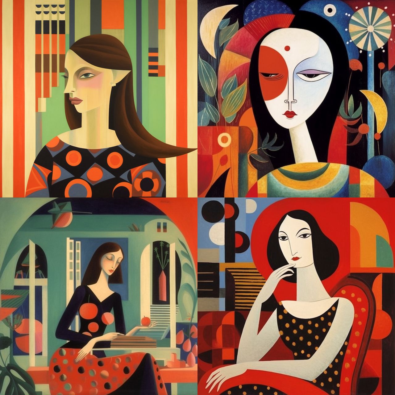 Francoise Gilot style, Midjourney V5.1, render 1 of 4