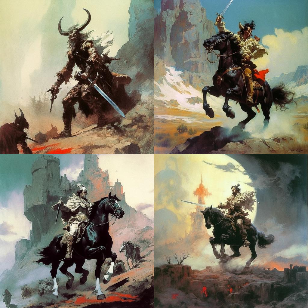 Frank Frazetta style, Midjourney V5.1, render 1 of 4