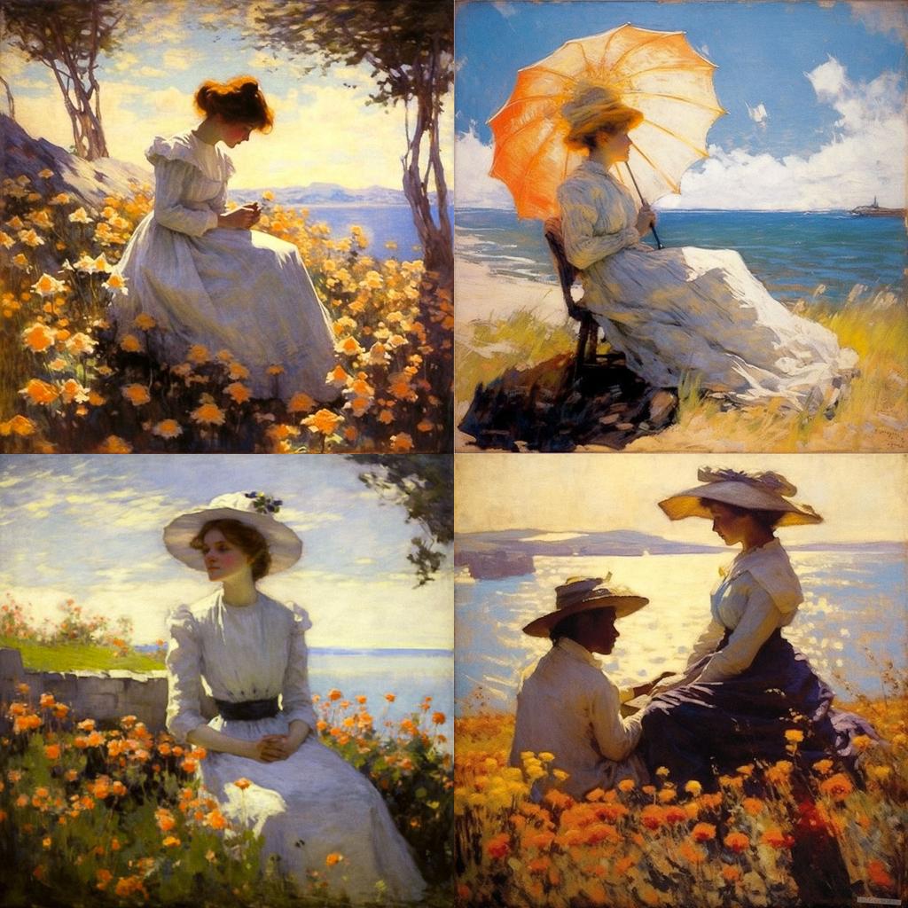 Frank Weston Benson style, Midjourney V5.1, render 1 of 4