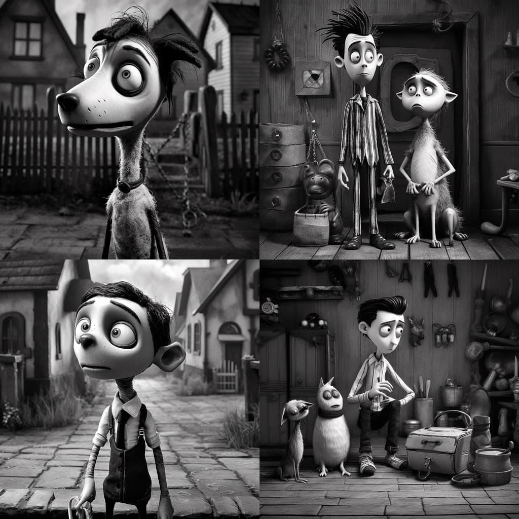 Frankenweenie style, Midjourney V5.1, render 1 of 4