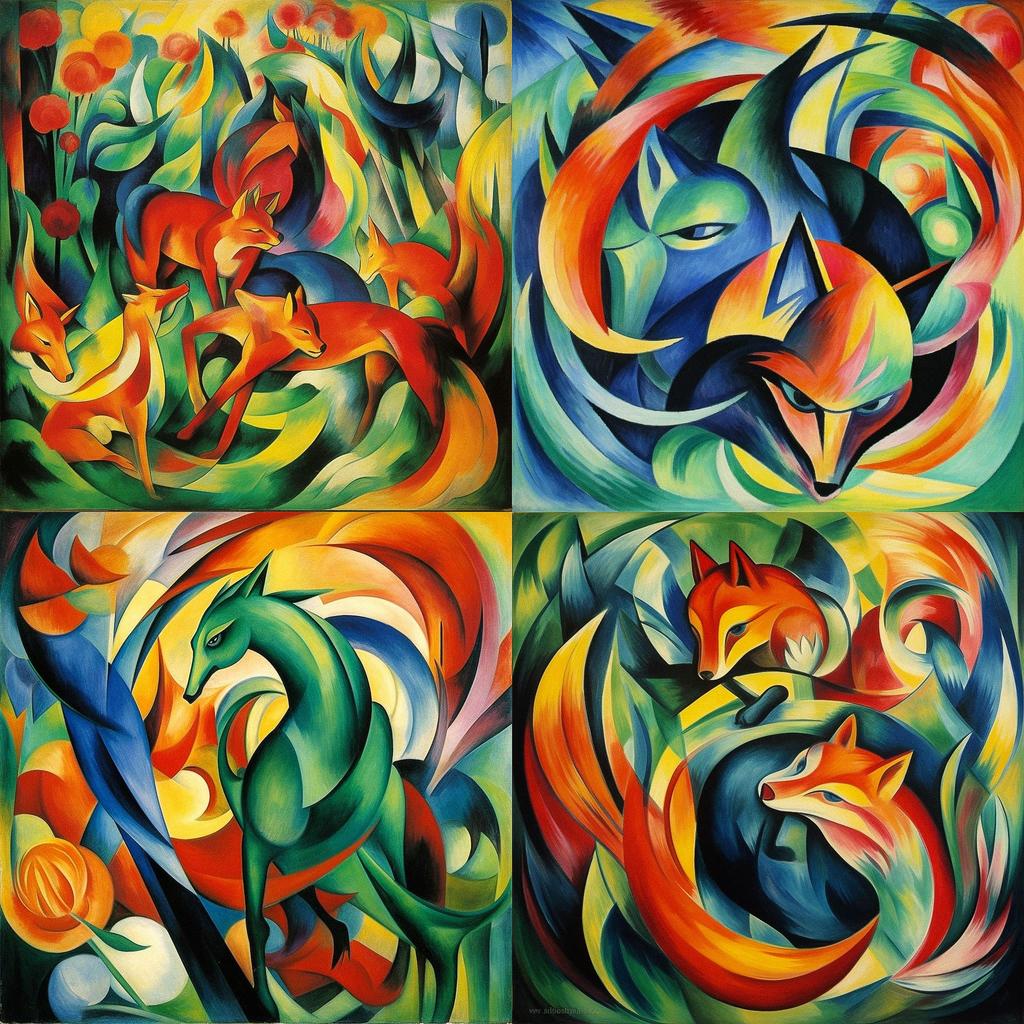 Franz Marc style, Midjourney V5.1, render 1 of 4