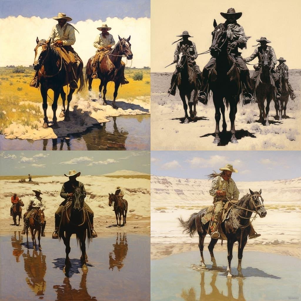 Frederic Remington style, Midjourney V5.1, render 1 of 4