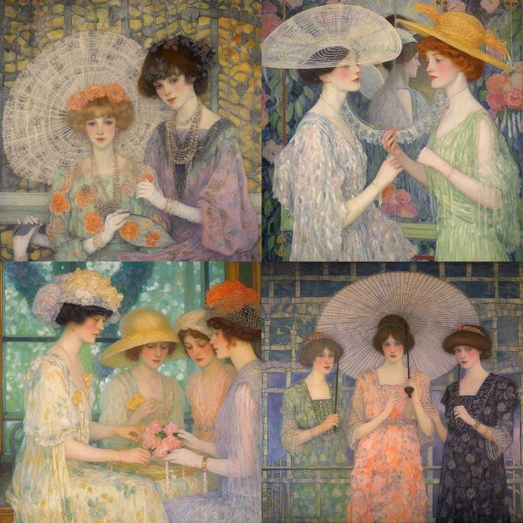 Frederick Carl Frieseke style, Midjourney V5.1, render 1 of 4