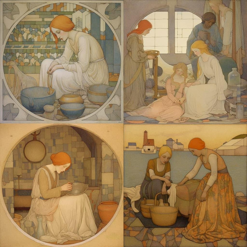Frederick Cayley Robinson style, Midjourney V5.1, render 1 of 4