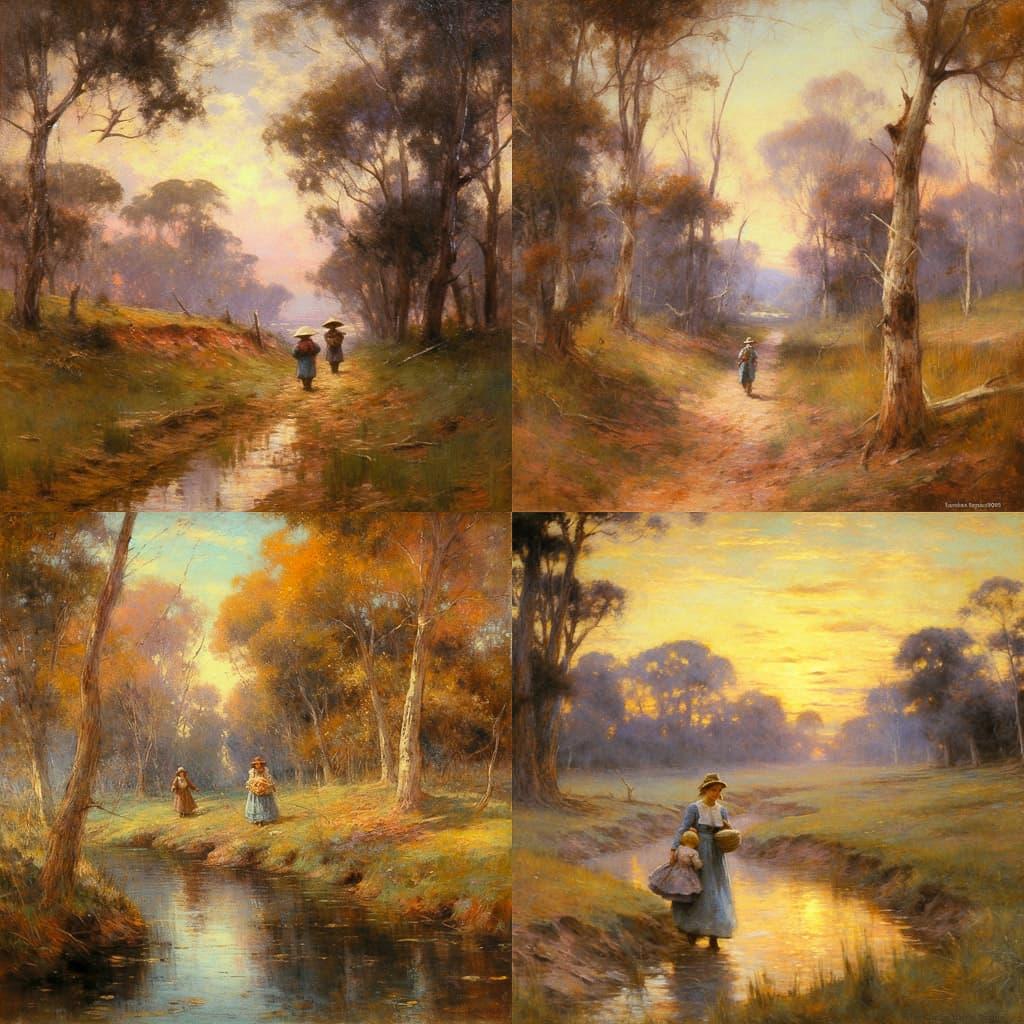 Frederick McCubbin style, Midjourney V5.1, render 1 of 4