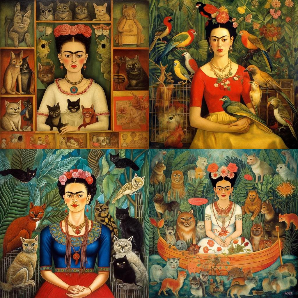 Frida Kahlo style, Midjourney V5.1, render 1 of 4