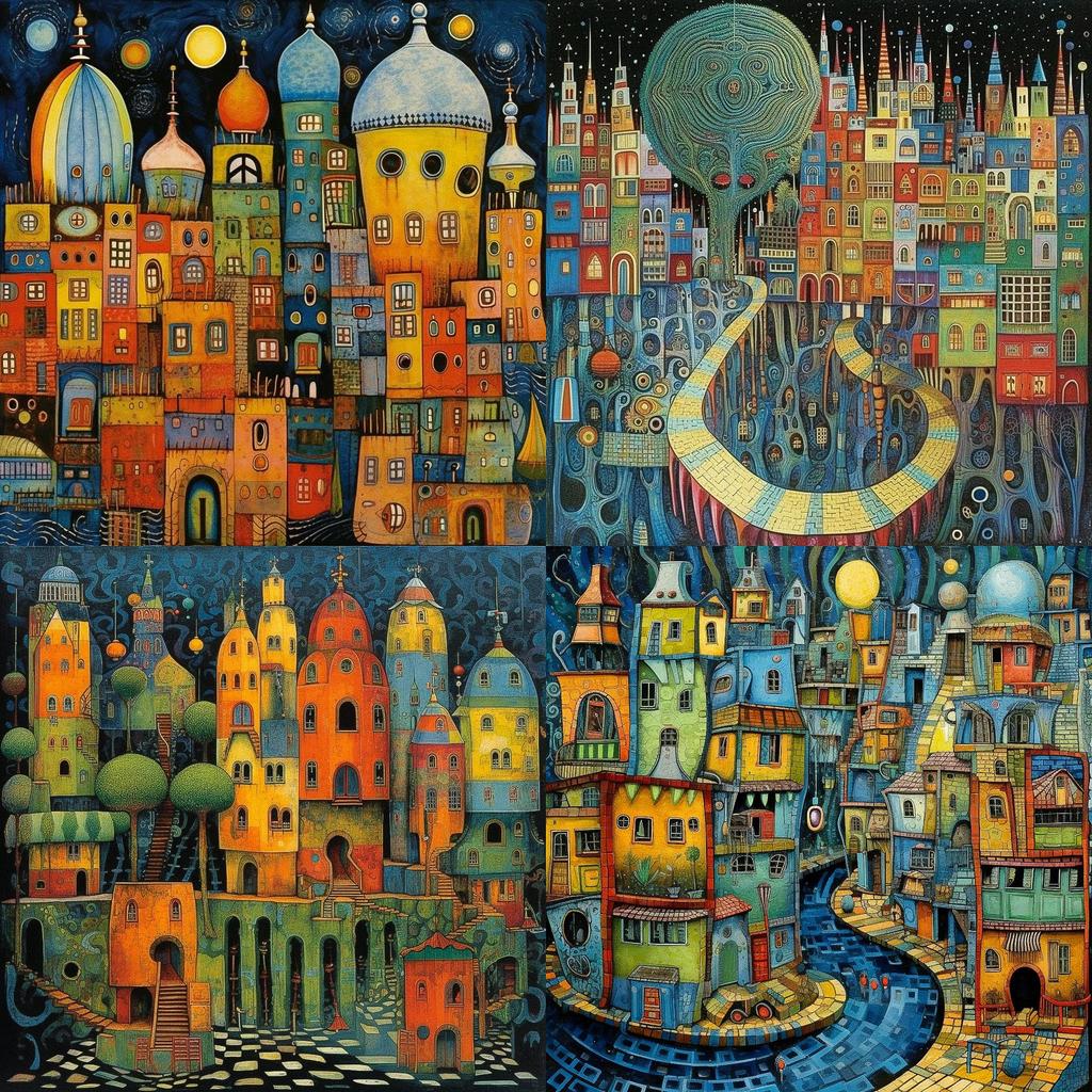 Friedensreich Hundertwasser style, Midjourney V5.1, render 1 of 4