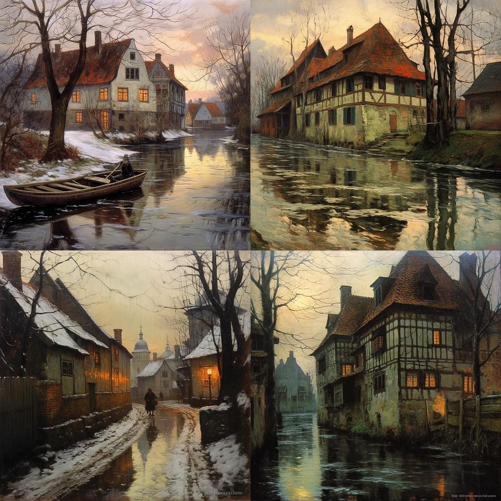 Frits Thaulow style, Midjourney V5.1, render 1 of 4