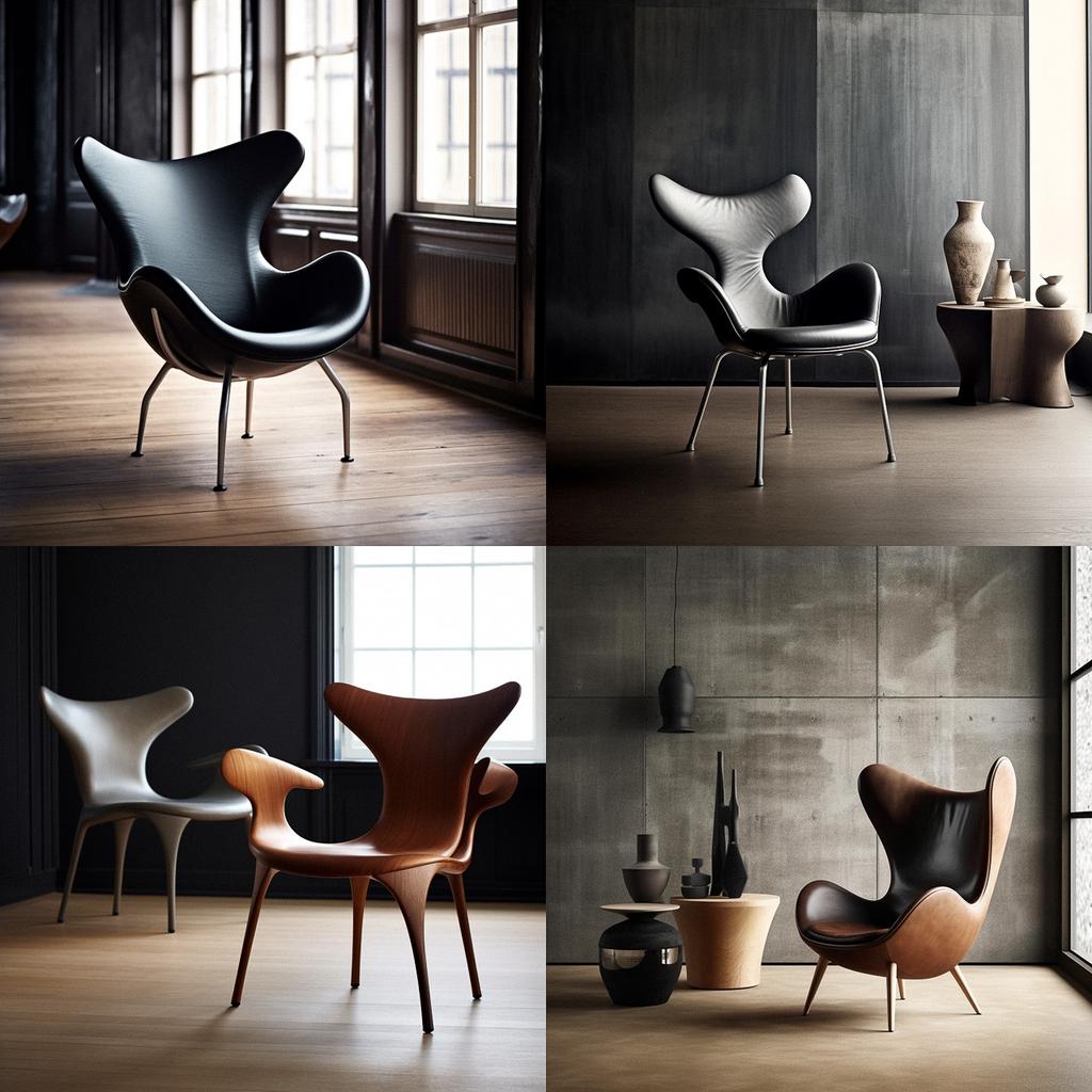 Fritz Hansen style, Midjourney V5.1, render 1 of 4