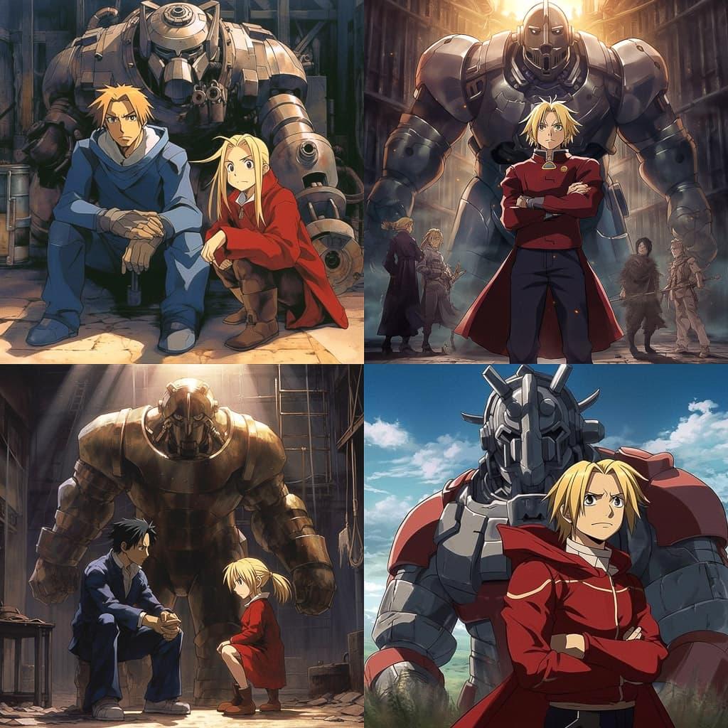 Fullmetal Alchemist style, Midjourney V5.1, render 1 of 4