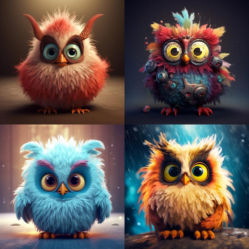 Furby style, Midjourney V5.1, render 1 of 4