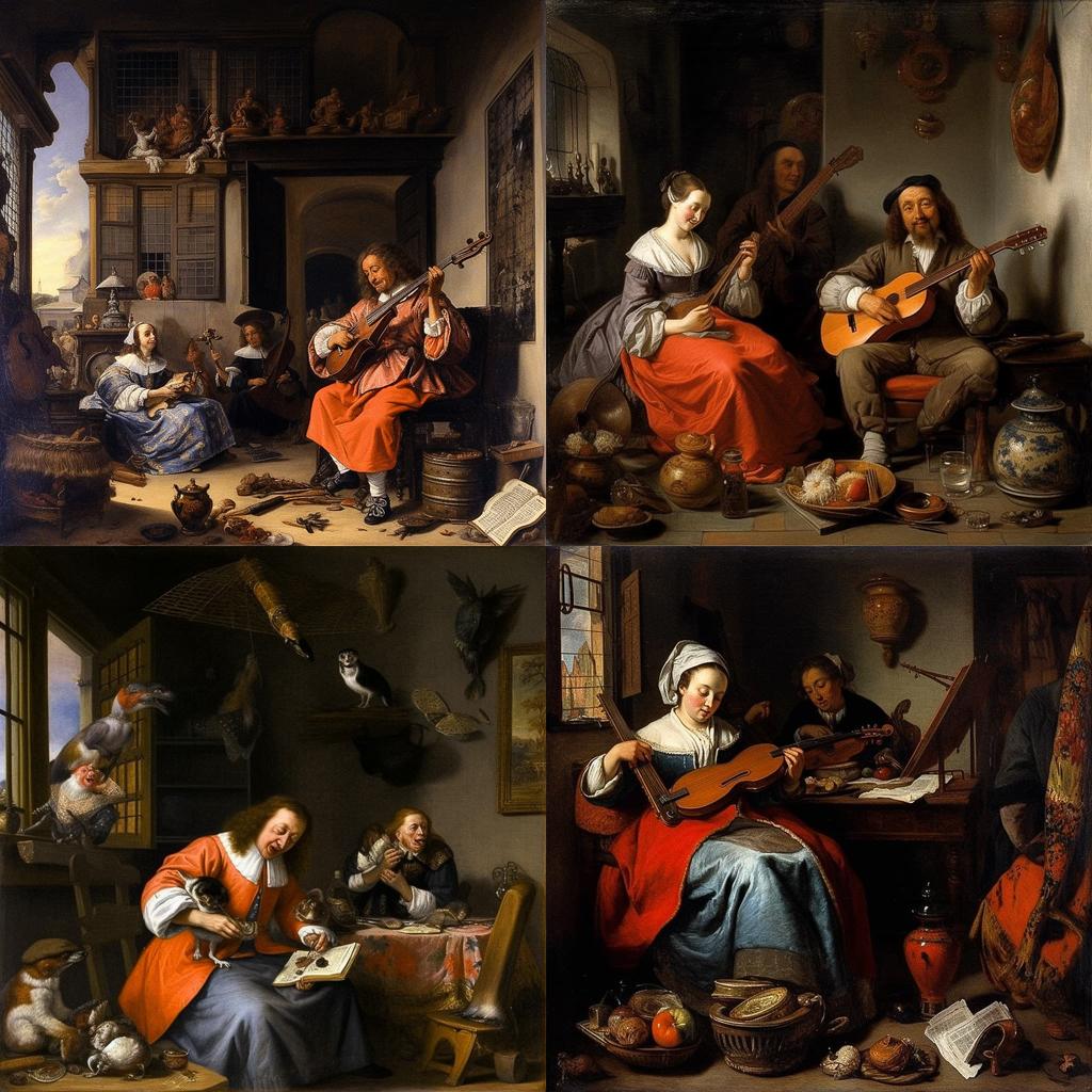 Gabriel Metsu style, Midjourney V5.1, render 1 of 4