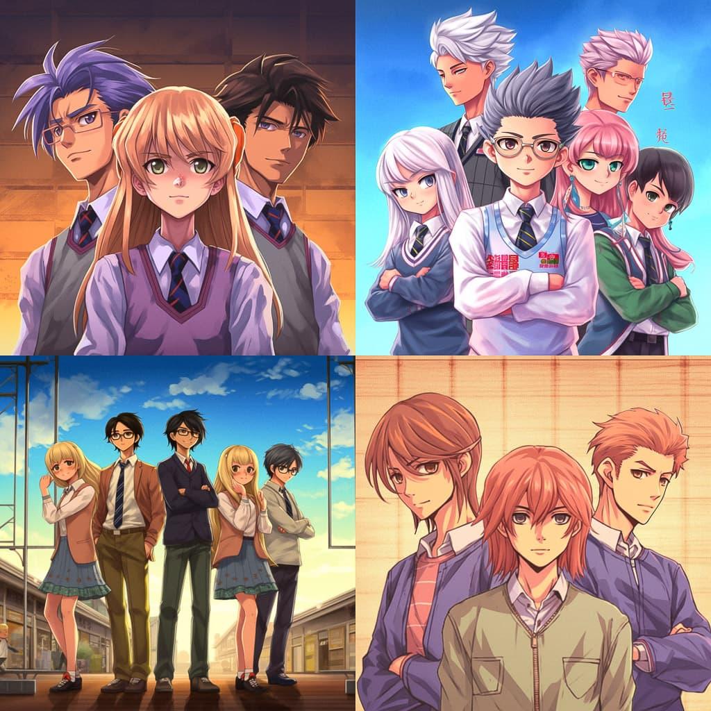 Gakuen anime style style, Midjourney V5.1, render 1 of 4