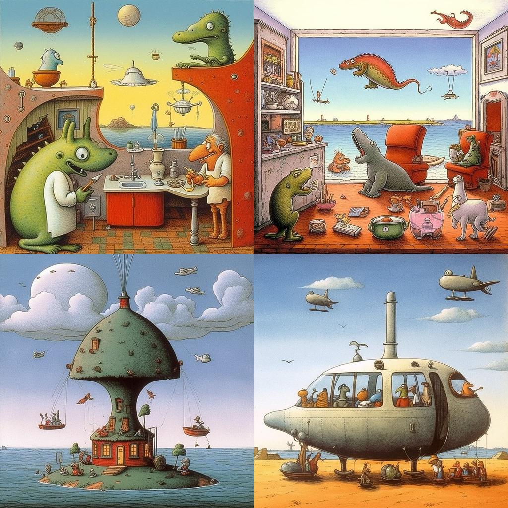 Gary Larson style, Midjourney V5.1, render 1 of 4