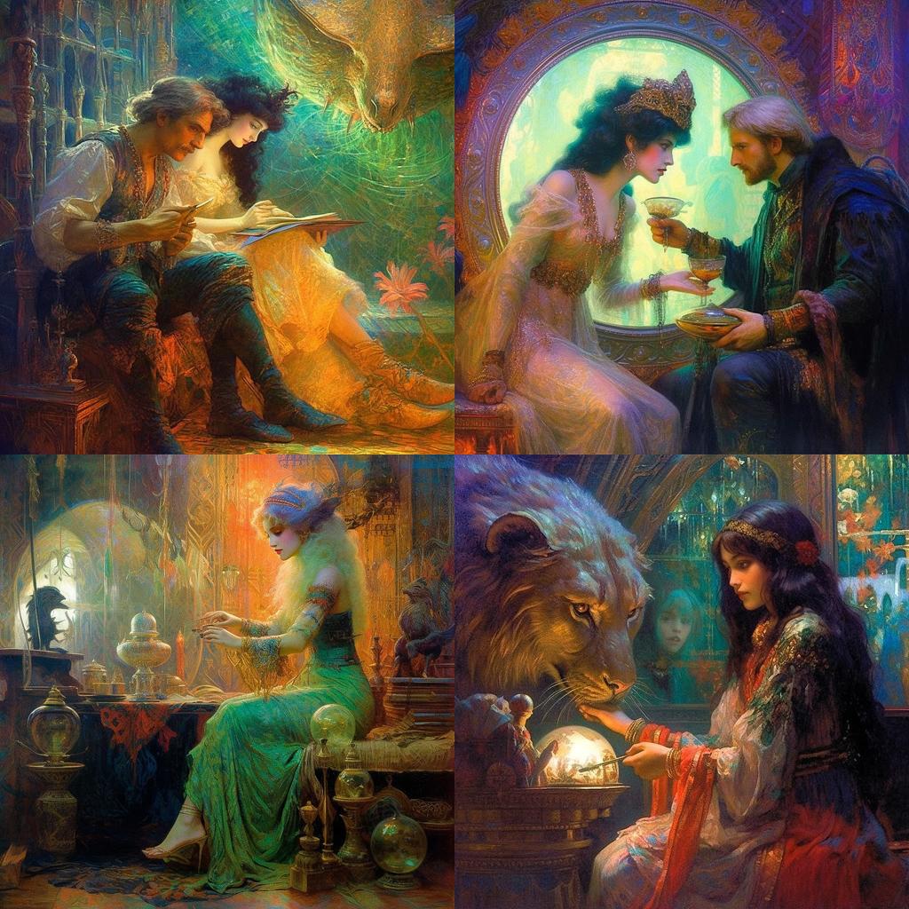 Gaston Bussiere style, Midjourney V5.1, render 1 of 4