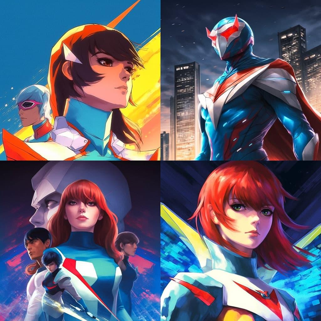 Gatchaman style, Midjourney V5.1, render 1 of 4