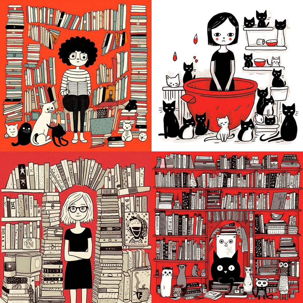 Gemma Correll style, Midjourney V5.1, render 1 of 4