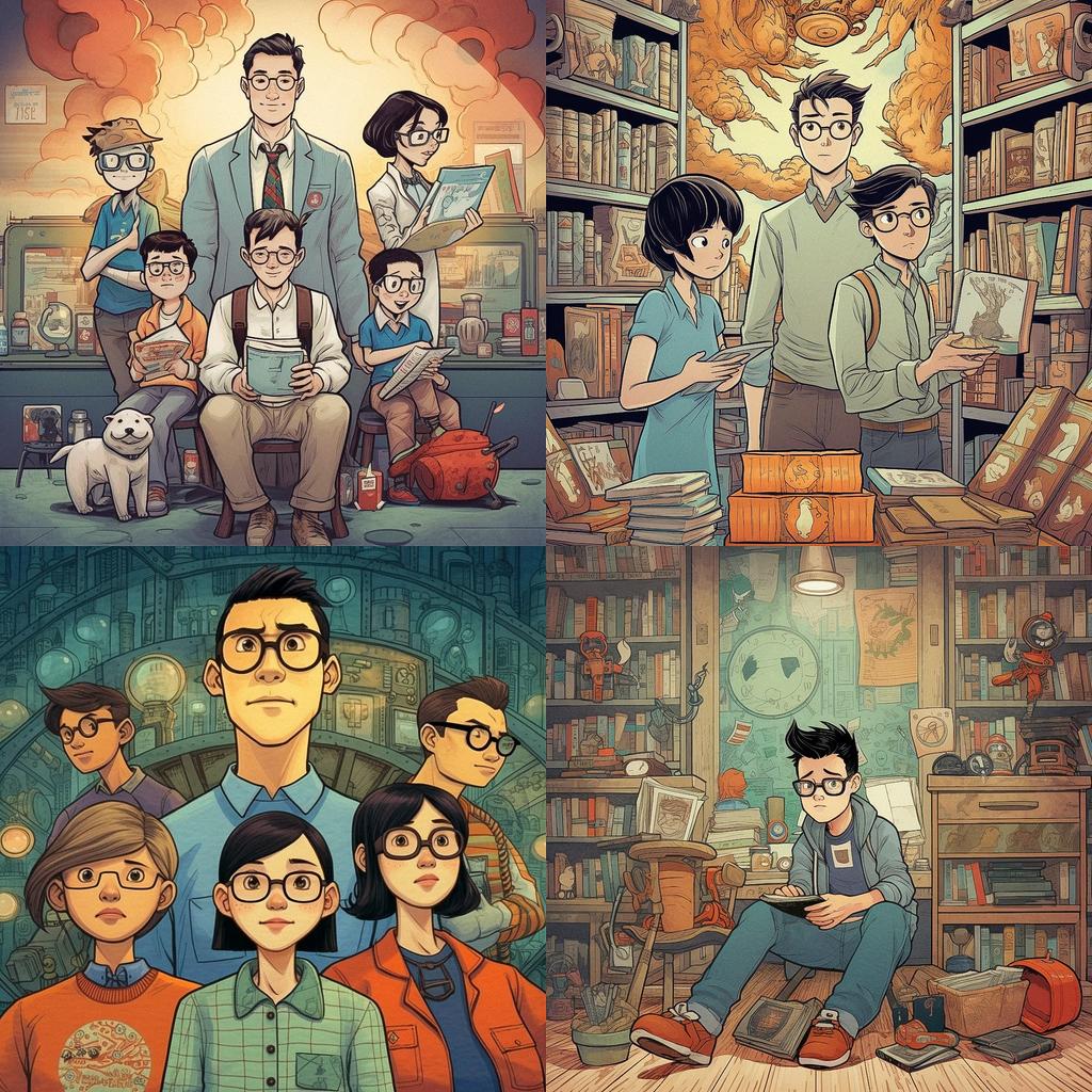 Gene Luen Yang style, Midjourney V5.1, render 1 of 4