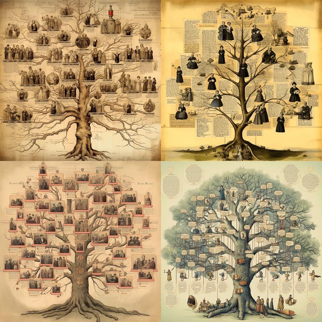 Genealogical tree style, Midjourney V5.1, render 1 of 4
