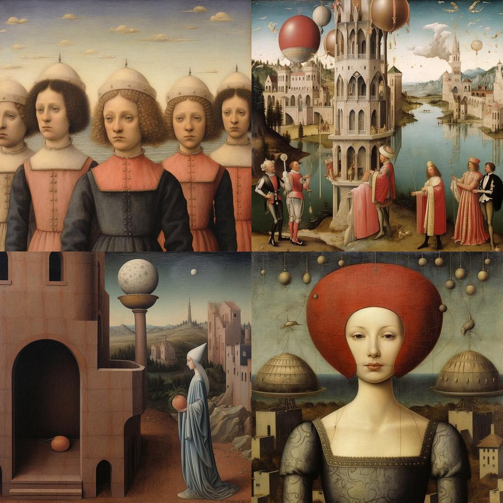Gentile Bellini style, Midjourney V5.1, render 1 of 4