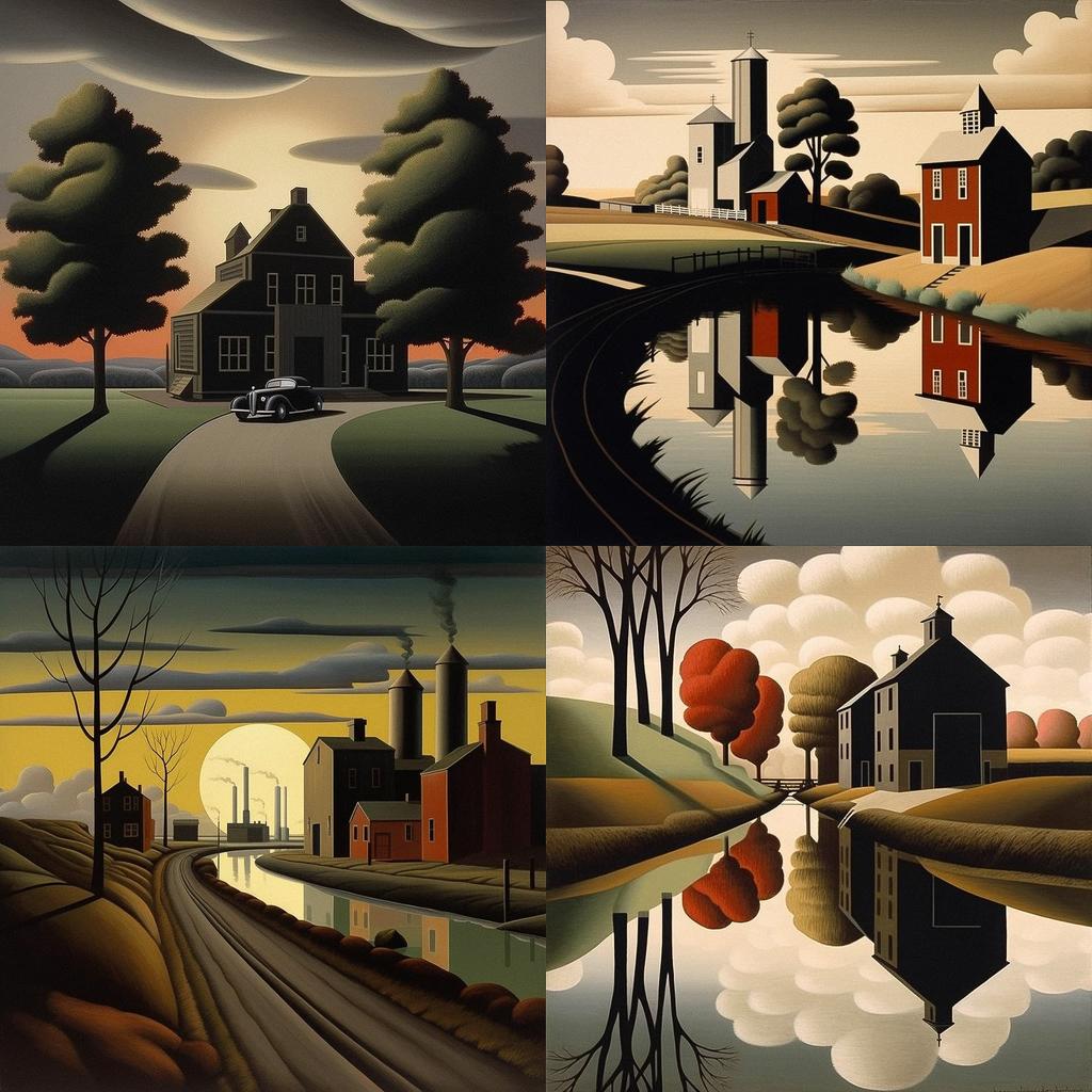 George Ault style, Midjourney V5.1, render 1 of 4