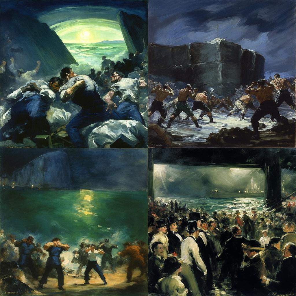 George Bellows style, Midjourney V5.1, render 1 of 4