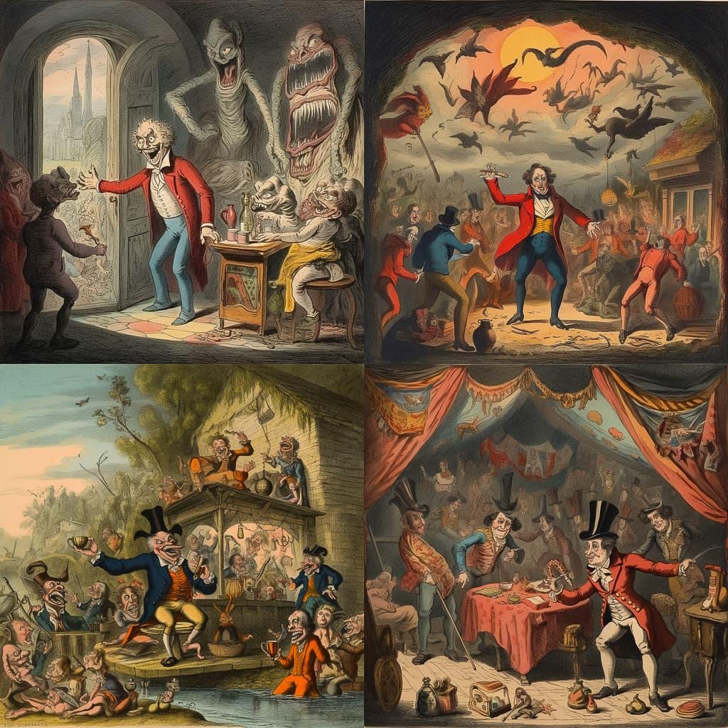 George Cruikshank style, Midjourney V5.1, render 1 of 4