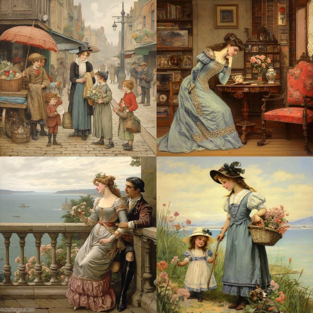 George Goodwin Kilburne style, Midjourney V5.1, render 1 of 4