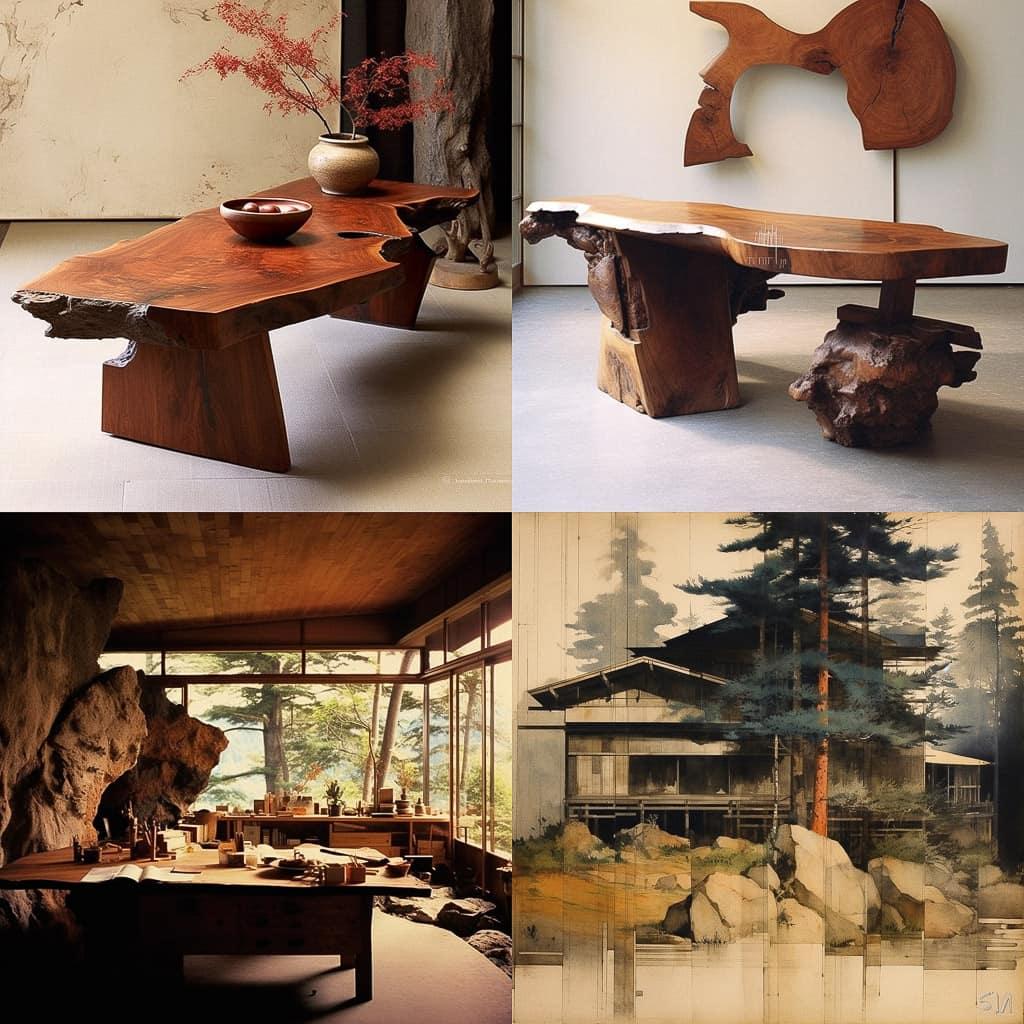 George Nakashima style, Midjourney V5.1, render 1 of 4